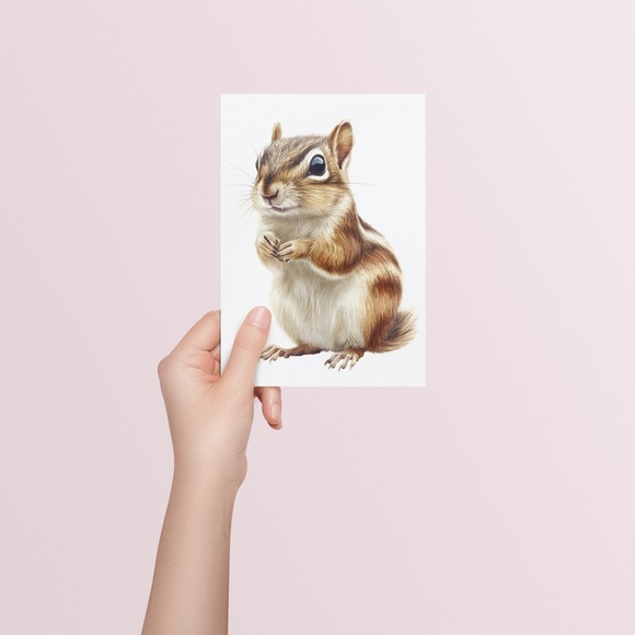 Watercolor Chipmunk Portrait Wall Art Illustration Print Poster Unframed - Picture 6 of 9
